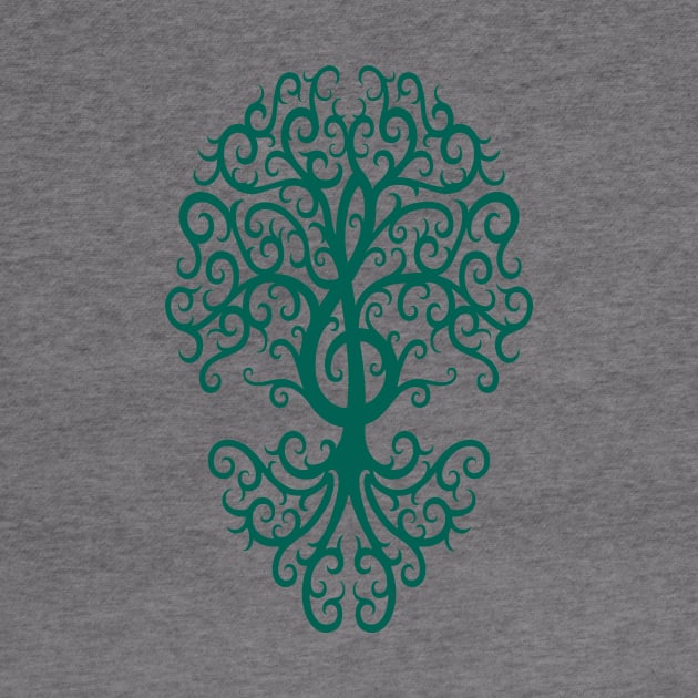 Teal Blue Musical Treble Clef Tree by jeffbartels